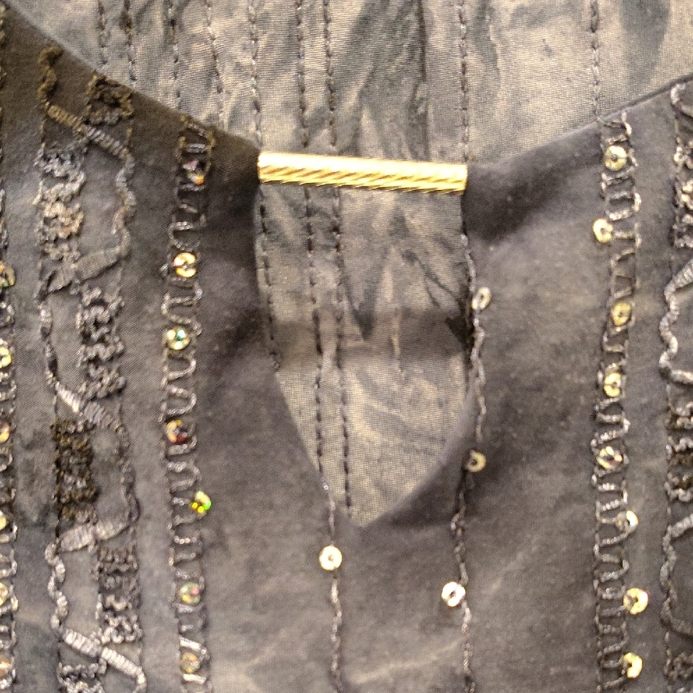 JM Collection Dark Blue Textured Top - Picture 6 of 8